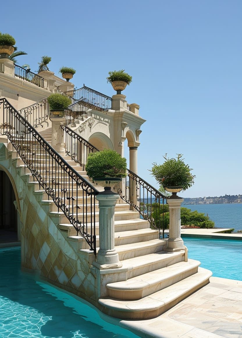 Artfully Designed Mediterranean Pool Oasis