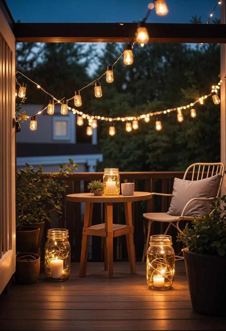 Rustic Modern Balcony with Upcycled Furniture and Layered Textures