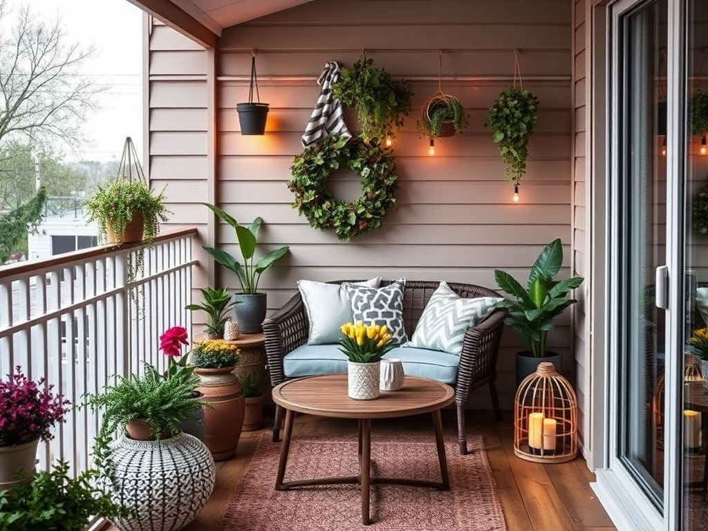 Boho Balcony Design with Cozy Textiles