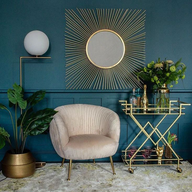 Art Deco Entryway with Mirrored Console and Bold Patterns