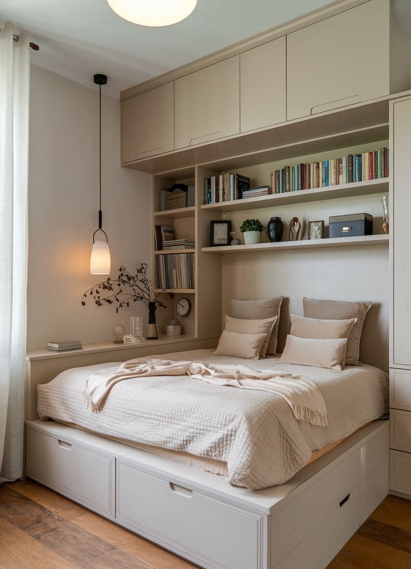 Bedroom Storage with Shelving and Wardrobe Combo