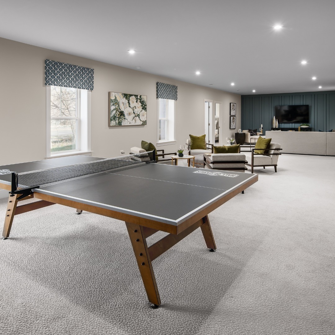 Basement Game Room with Modern Rustic Charm