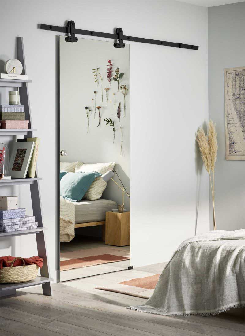 Mirror-Integrated Sliding Door