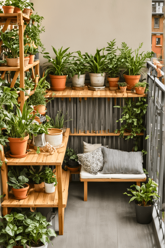 Airy Balcony with Neutral Textiles and Earthy Accents