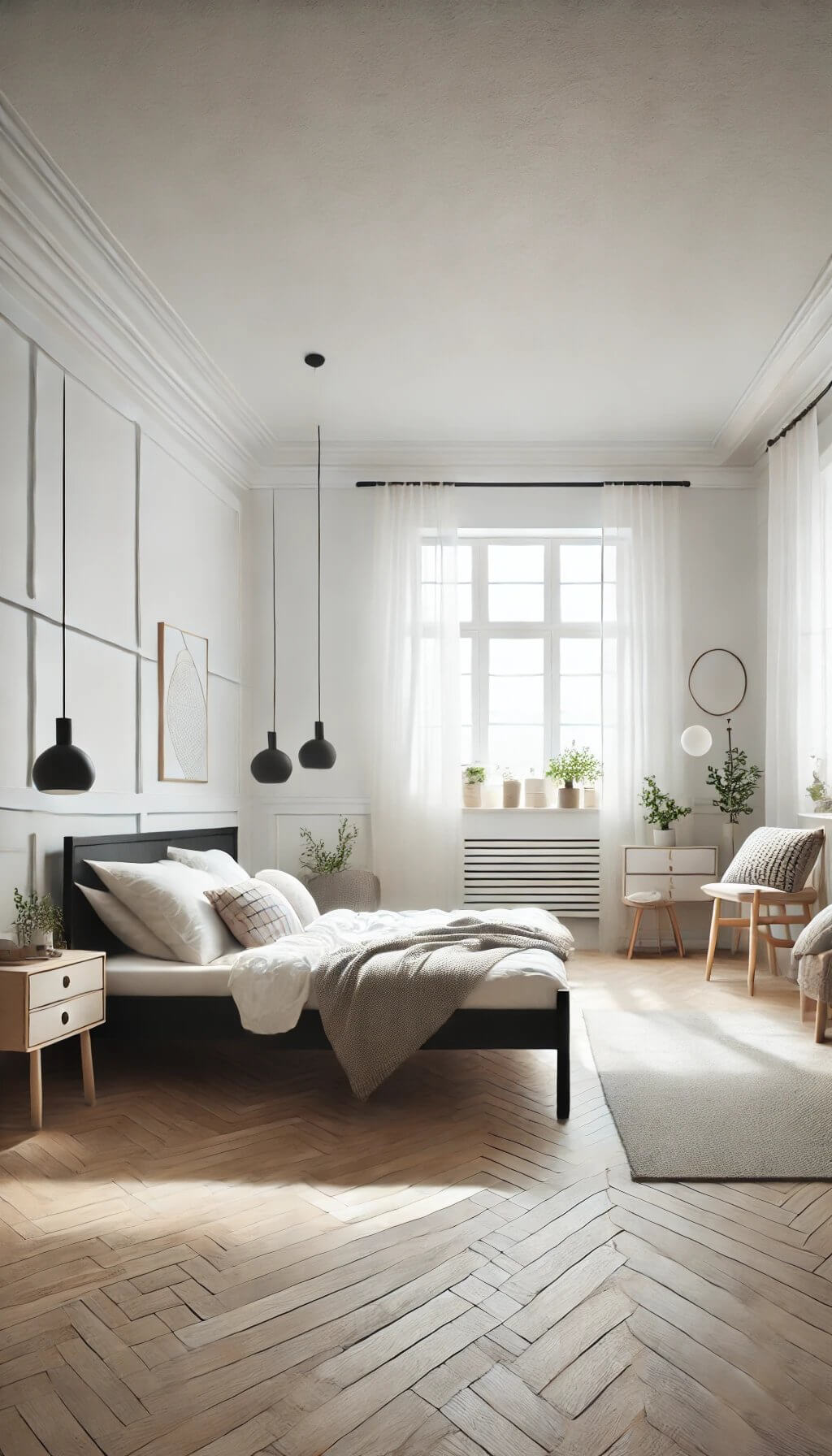 Refined Black Headboard with Geometric Accents