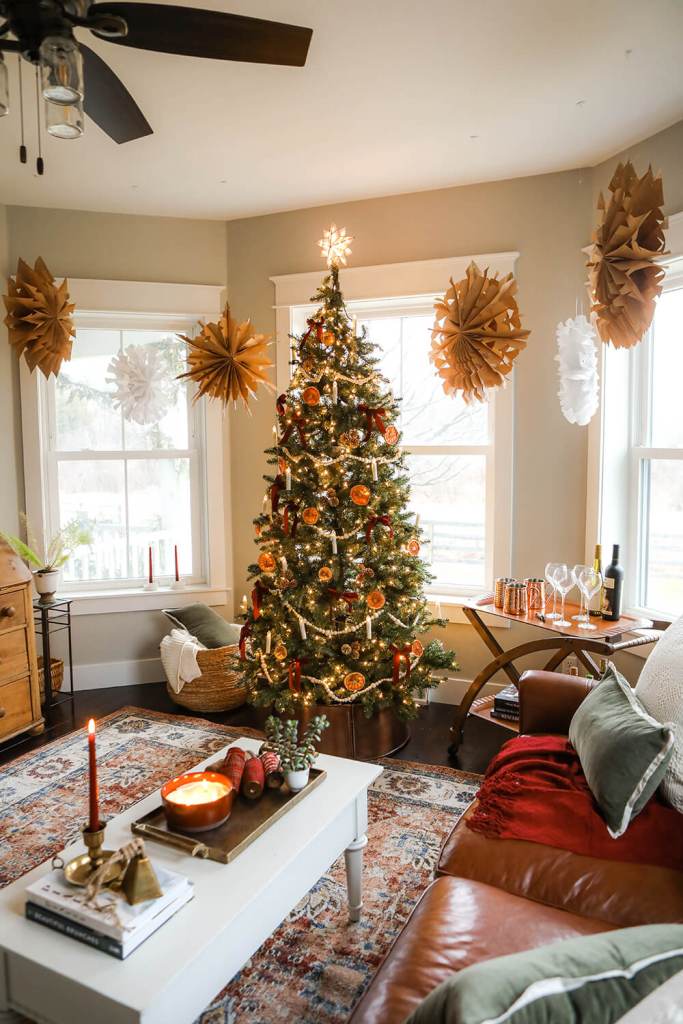 Traditional Elegance in a Festive Living Room