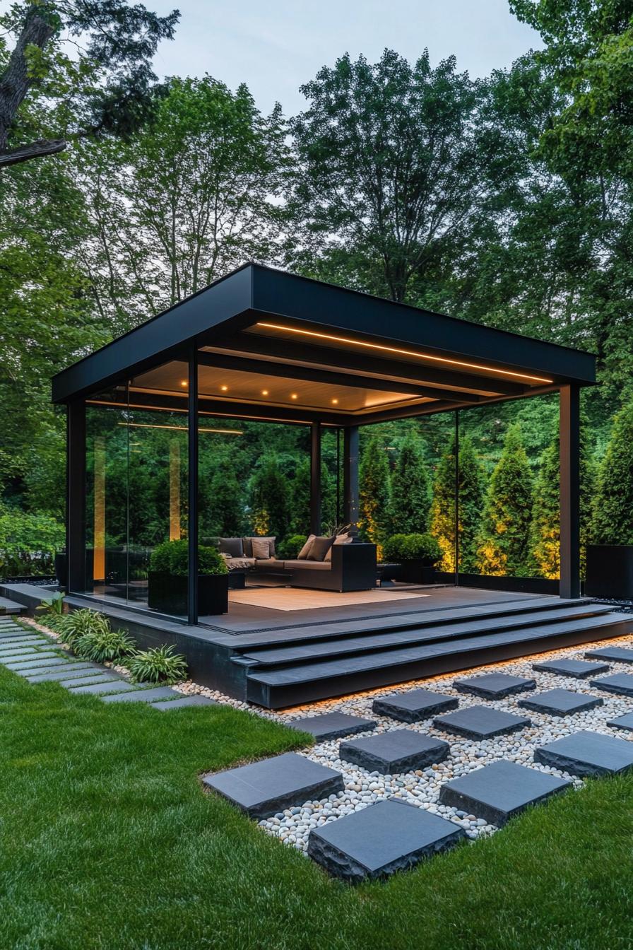 Steel-Frame Gazebo with LED Lighting