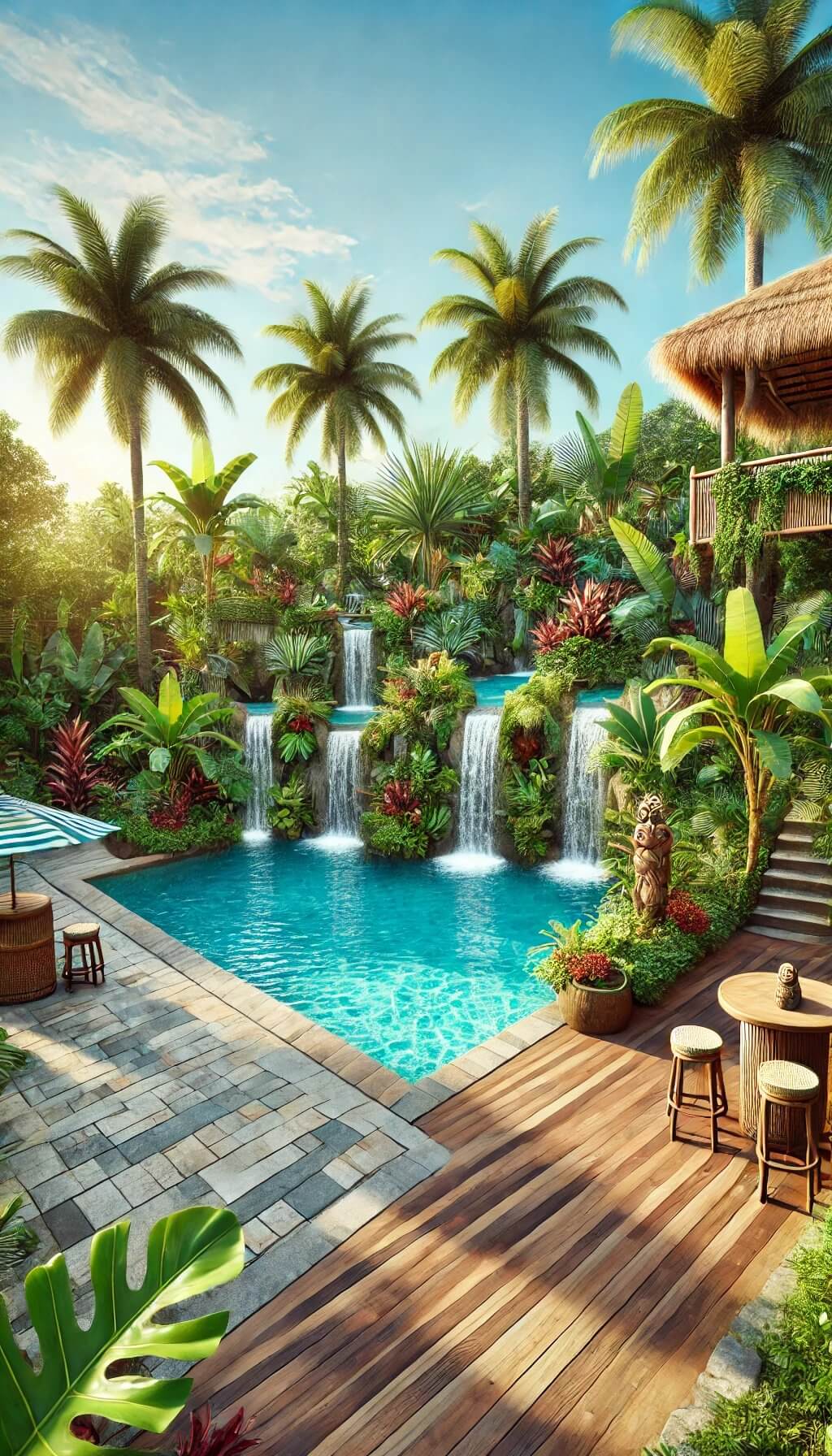Modern Semi-Inground Backyard Pool Design