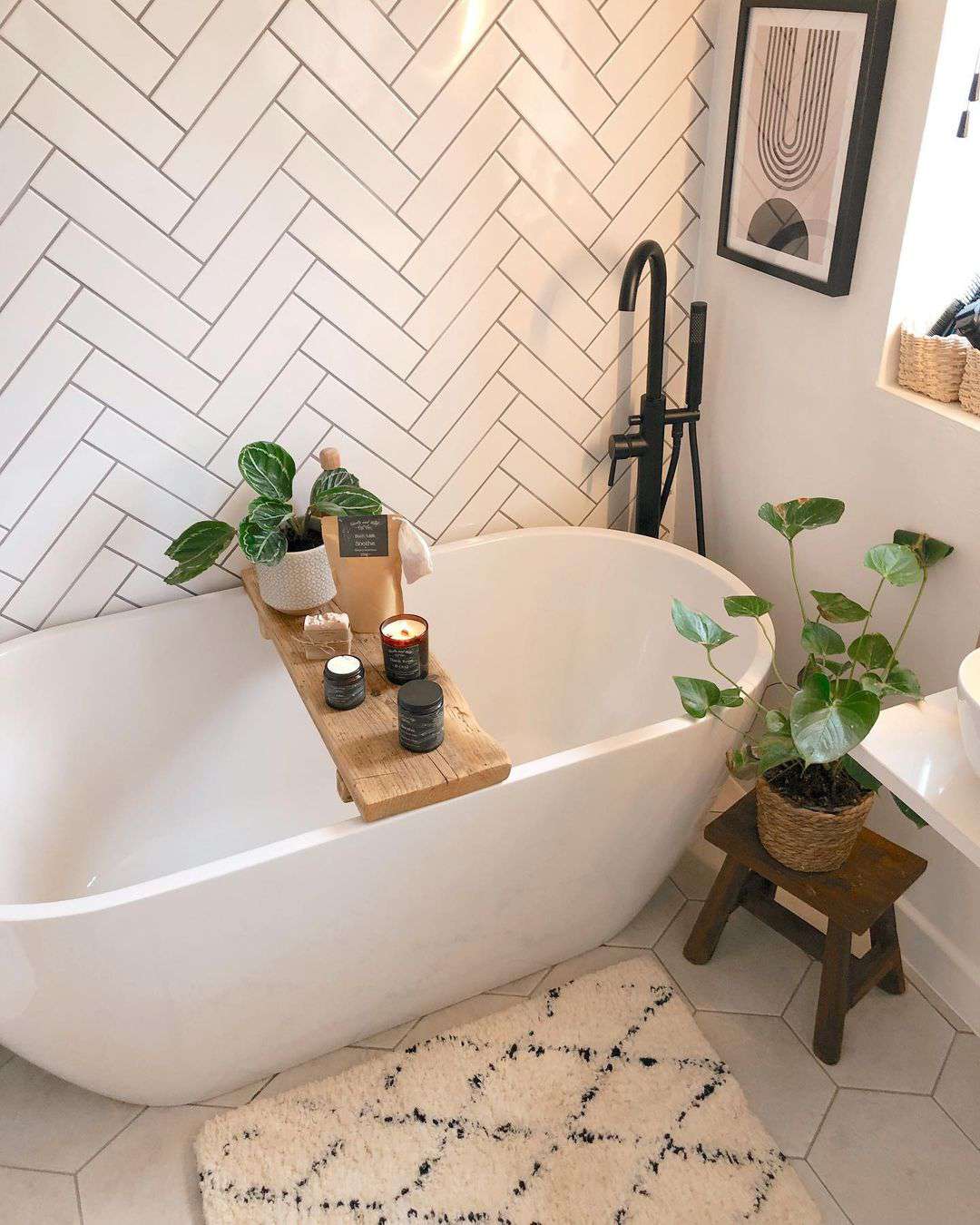 Neutral Abstract Bathroom Rug
