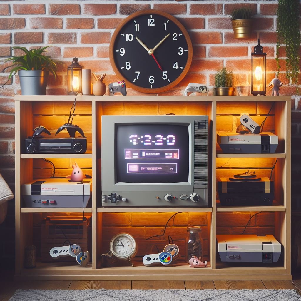 Minimalist Gaming Nook with Wooden Accents