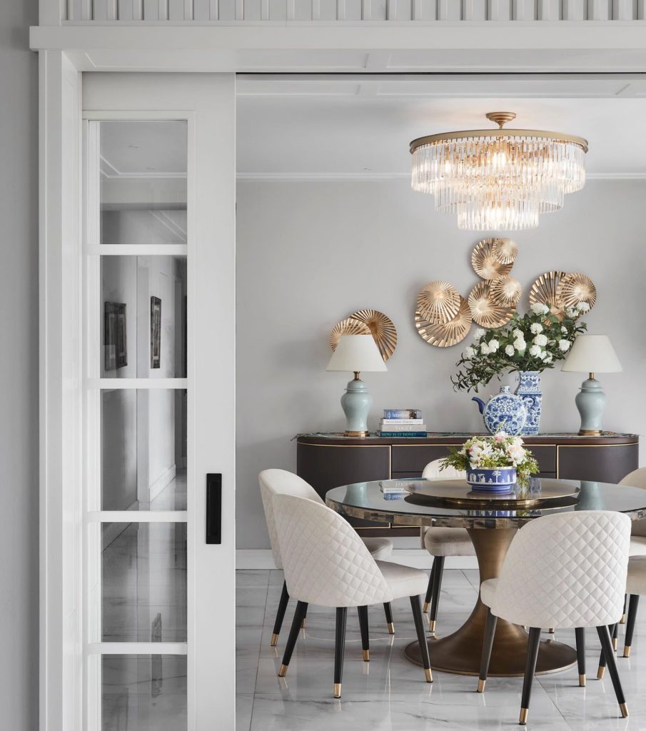 Modern Art Deco Living Room with Gray and Metallic Accents