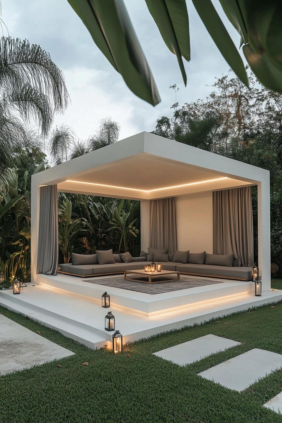 Minimalist Modern Gazebo with LED Lighting