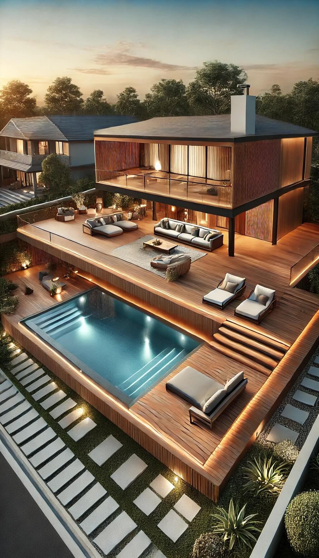 Compact Semi-Inground Pool with Contemporary Design