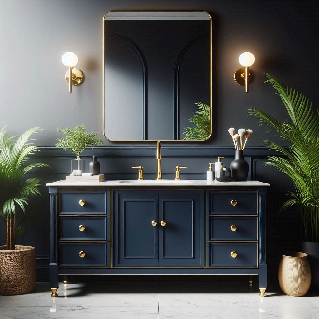 Striking Charcoal Blue in a Transitional Space