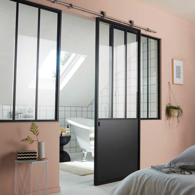 Industrial Glass Panel Barn Door
