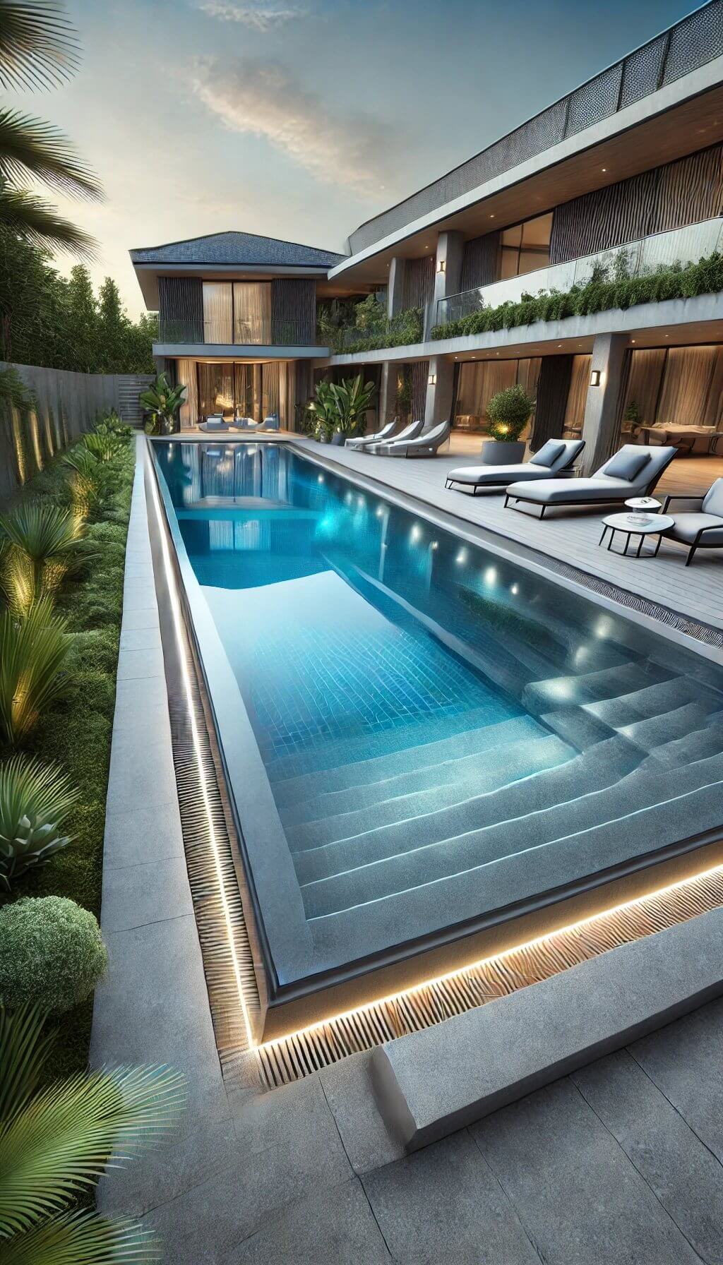 Minimalist Semi-Inground Pool in an Urban Backyard Setting