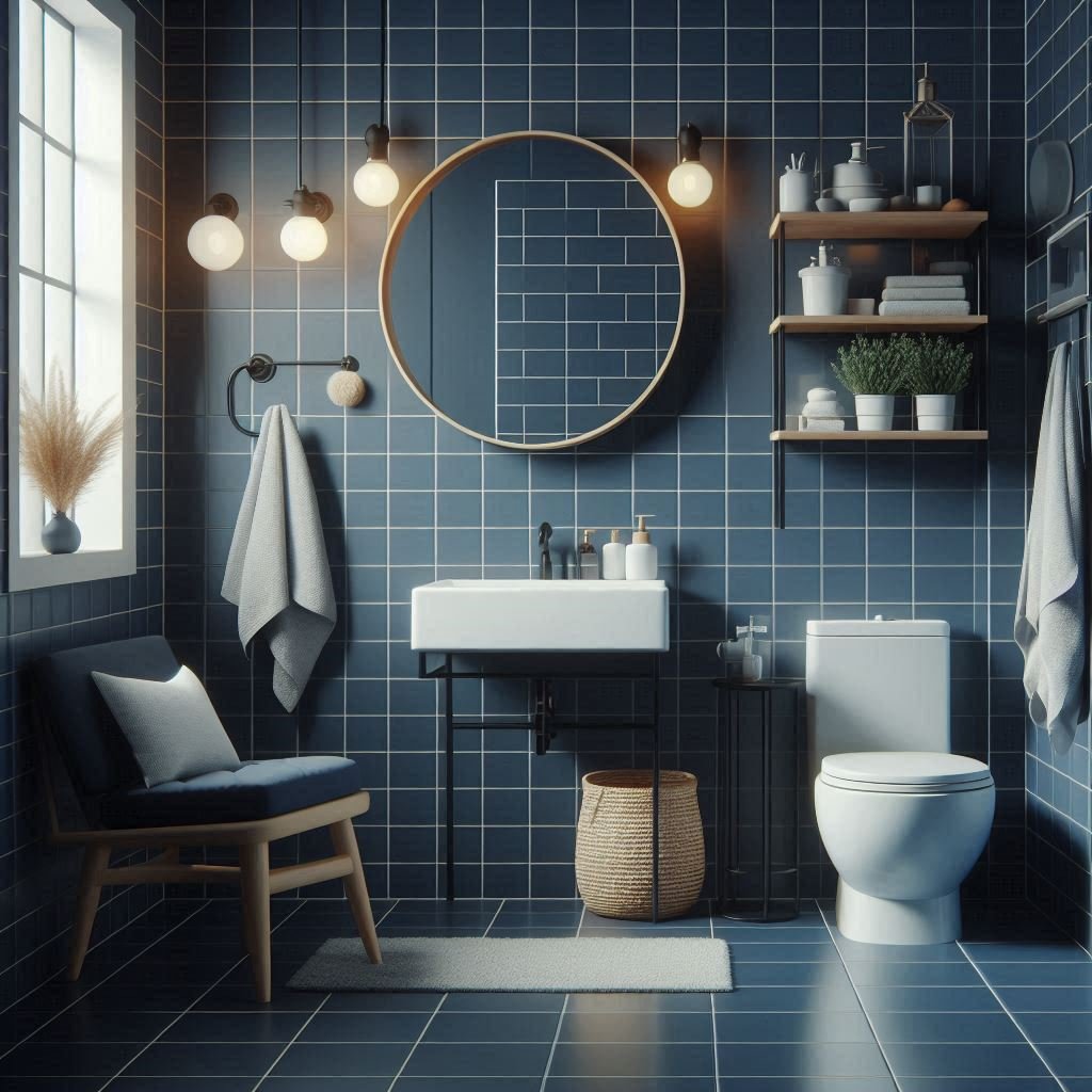 Dramatic Sapphire Blue Walls with Gold Highlights