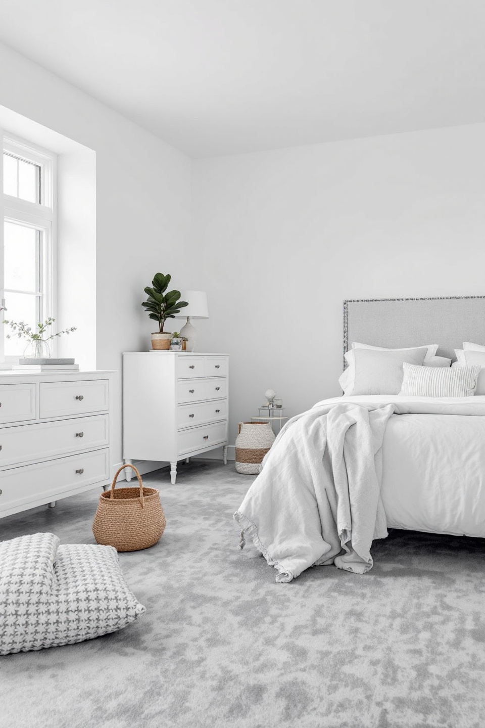 Minimalist Bedroom with Two-Toned Headboard