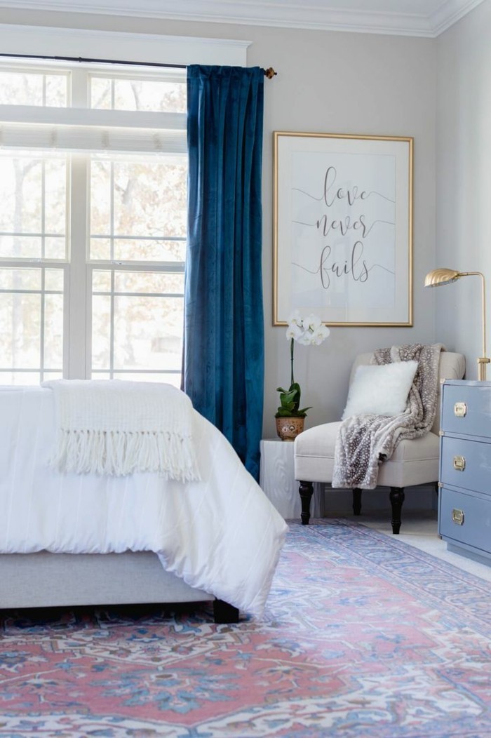 Bedroom with Striped Curtains as a Bold Feature