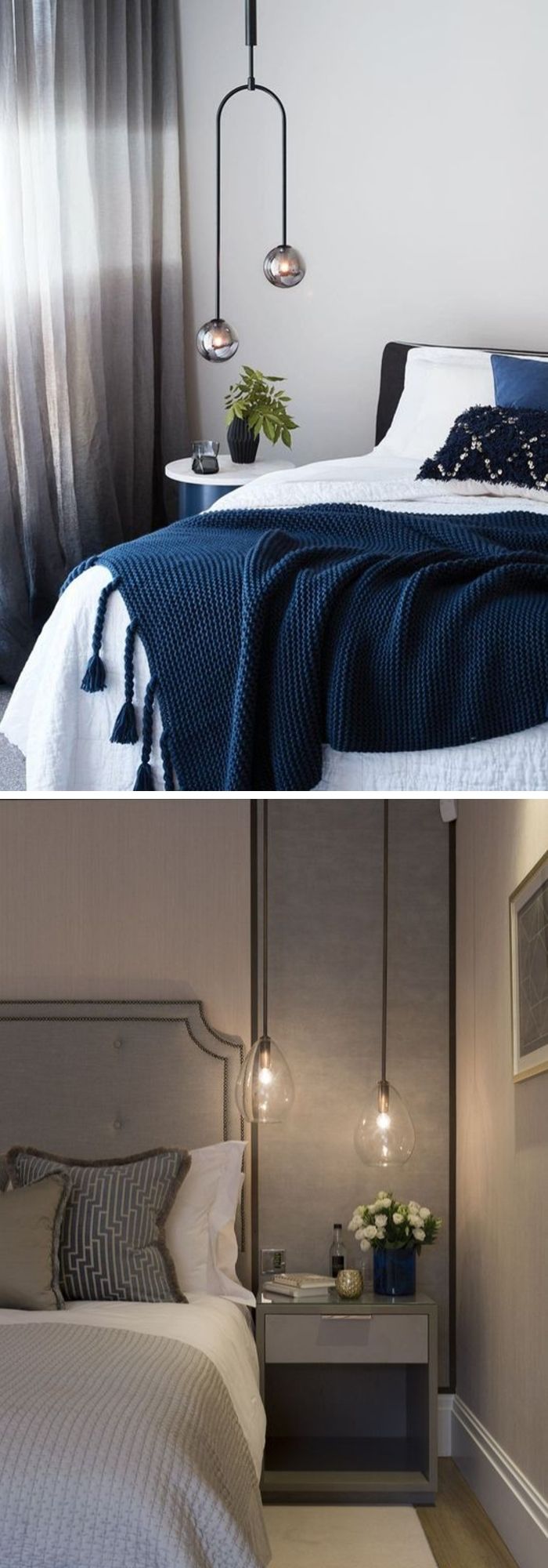 Modern Bedroom with Clean Lines and Statement Pendant