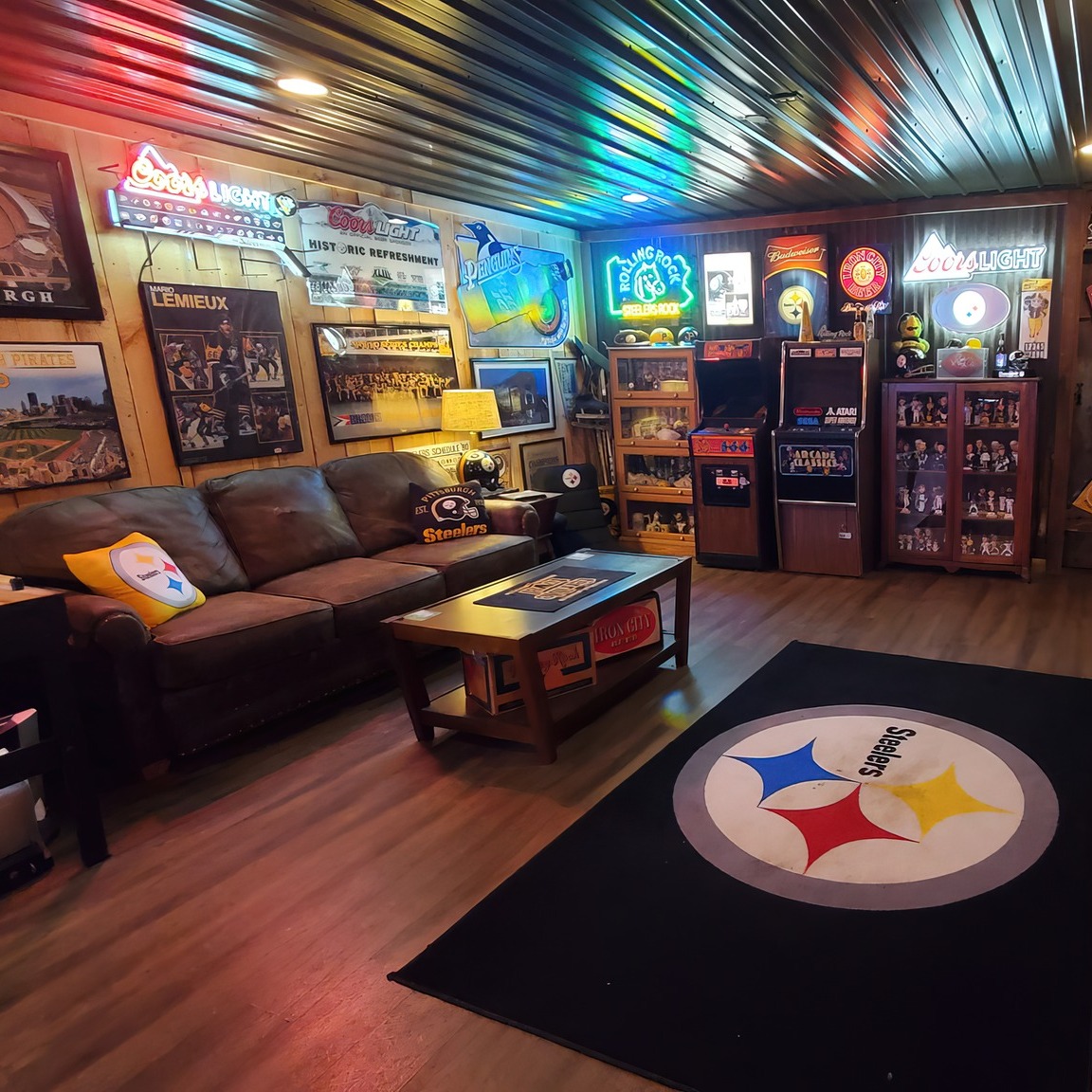 Urban Garage Lounge with Vibrant Accents