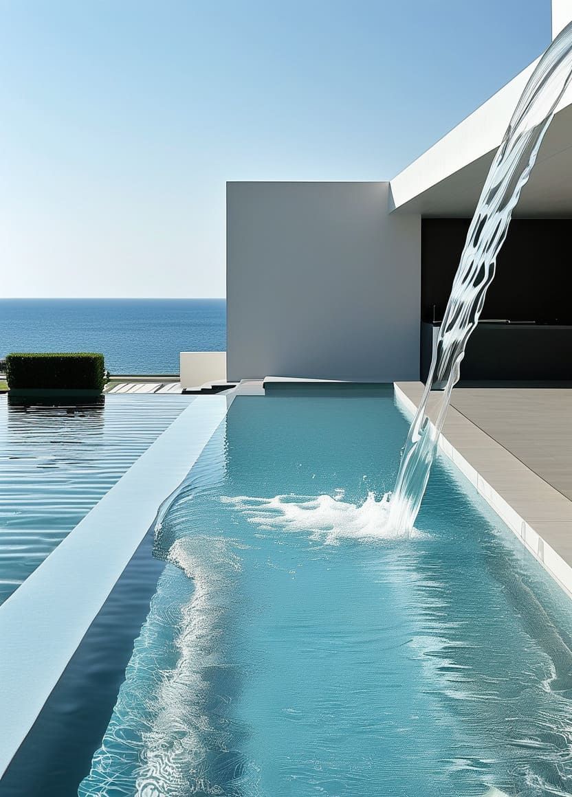 Mediterranean Poolside Design with Vibrant Color Accents