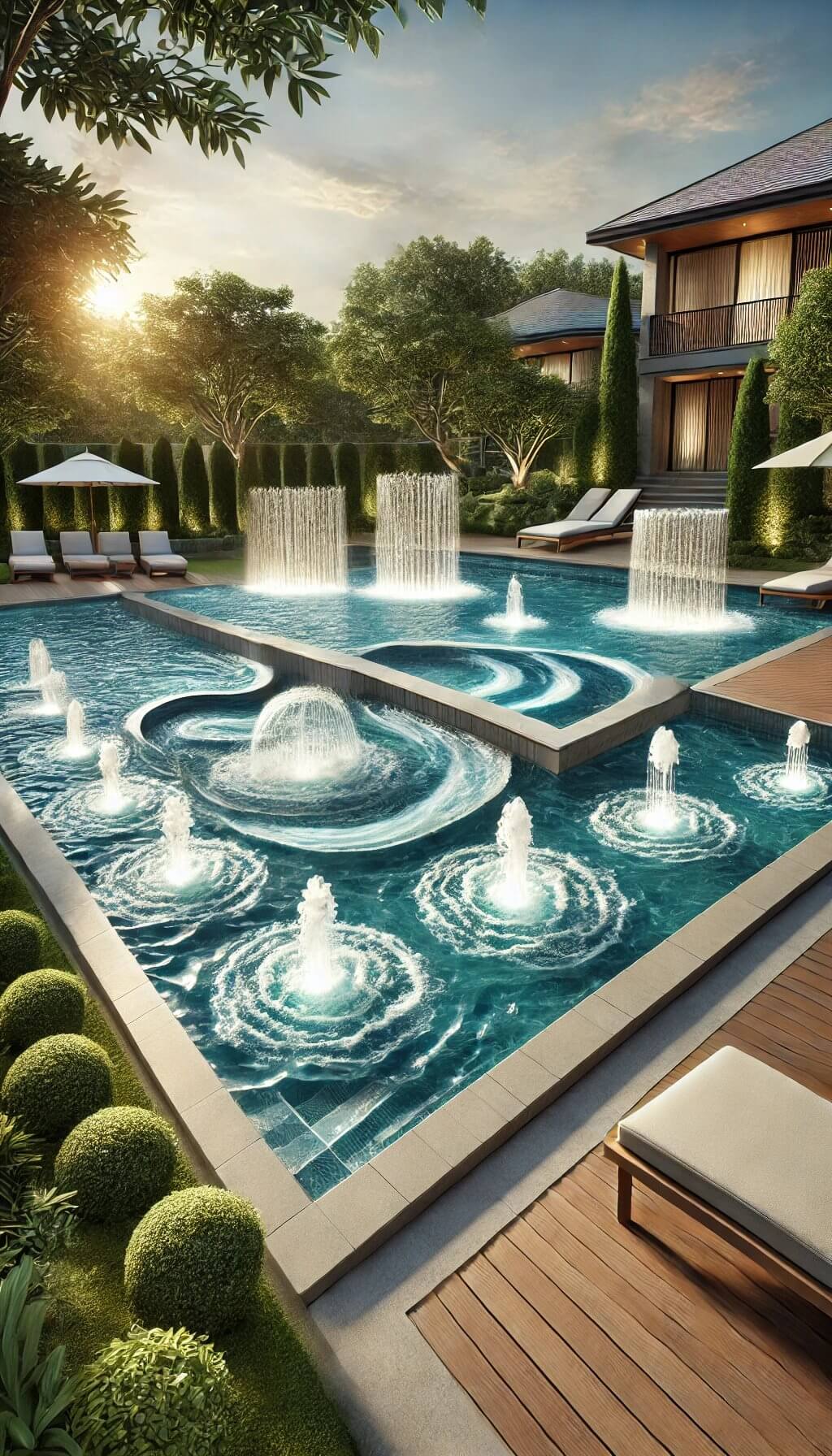 Contemporary Semi-Inground Pool with Layered Design