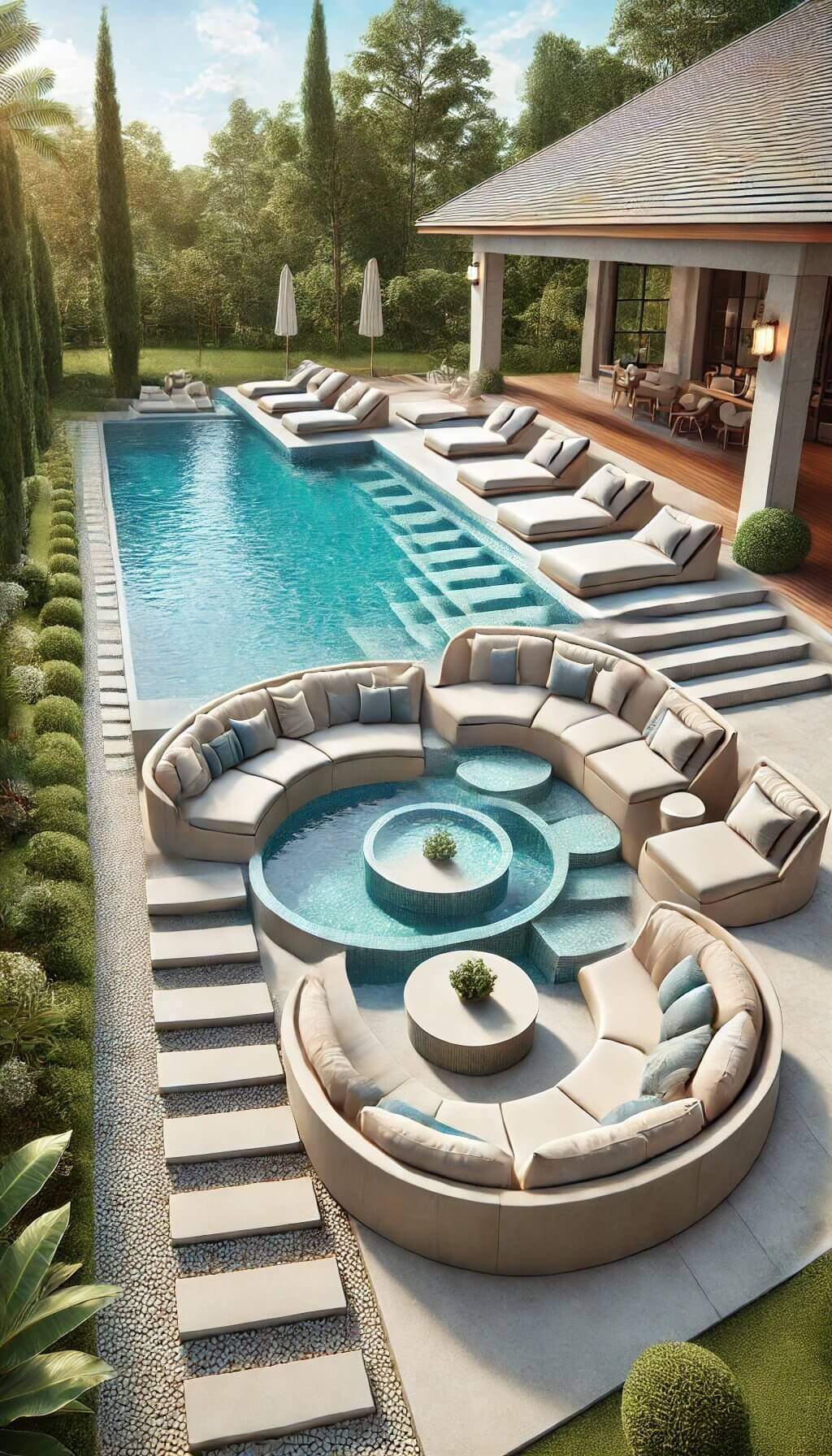 Semi-Inground Pool with Two-Tone Materials