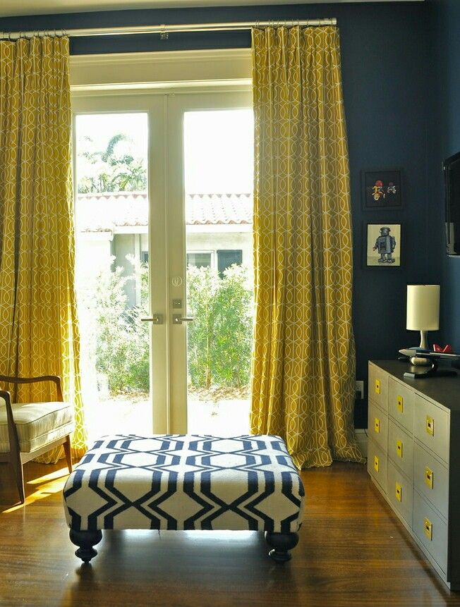 Bedroom with Blue Curtains for a Serene Atmosphere