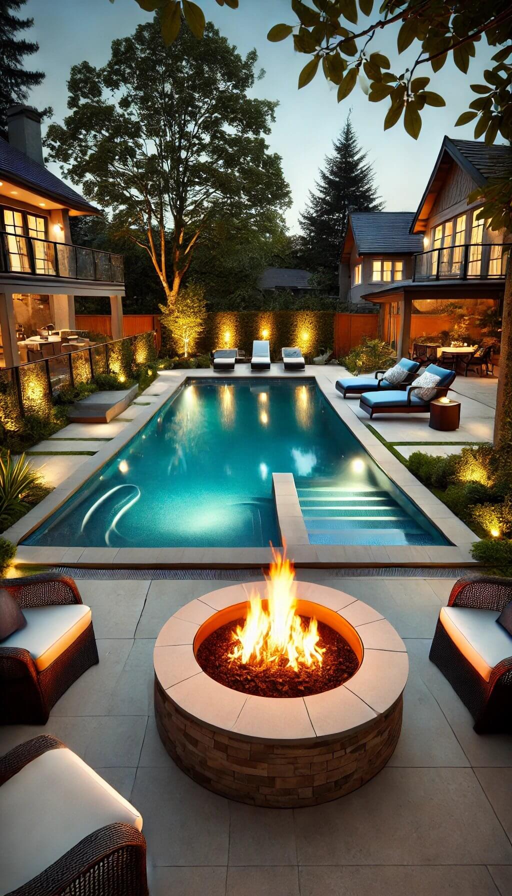 Practical Semi-Inground Pool with Minimalist Design