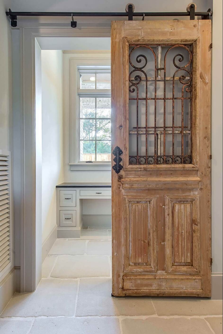 Rustic Sliding Door with Raw Textures