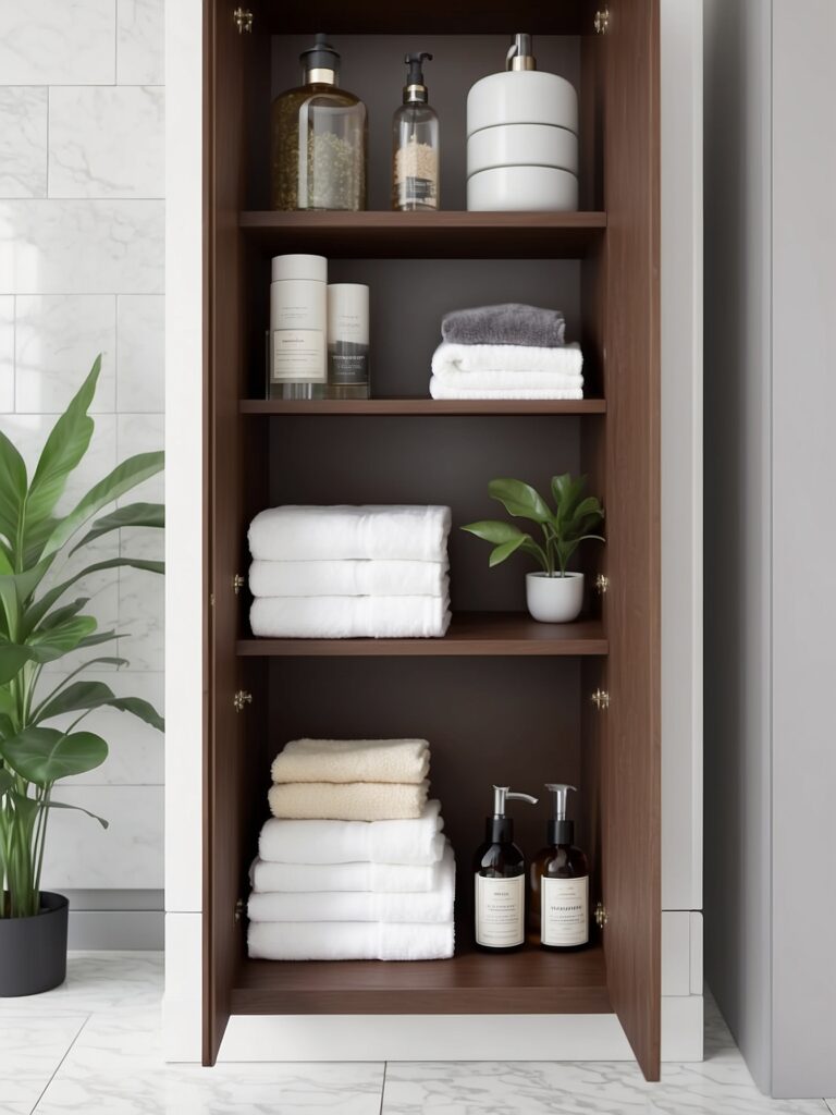 Maximize Storage with Multi-Layered Shelving for Bathroom Storage Ideas