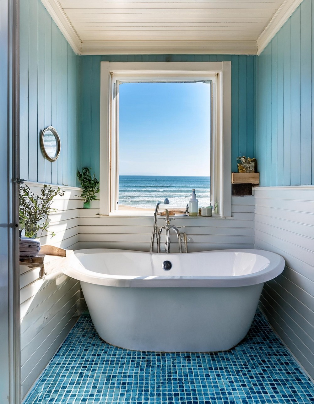 Aquatic Elegance with Glass and Teal Panels