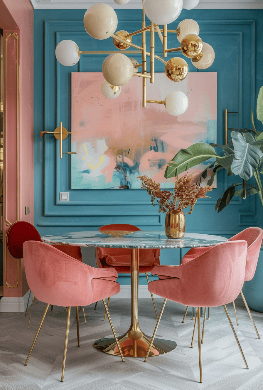 Art Deco Dining Room with Egyptian-Inspired Motifs on Decor
