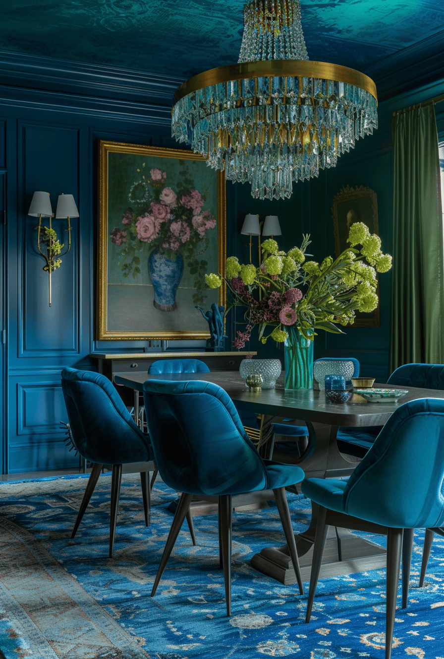 Art Deco Dining Room with Angular Shapes and Sharp Line Decor