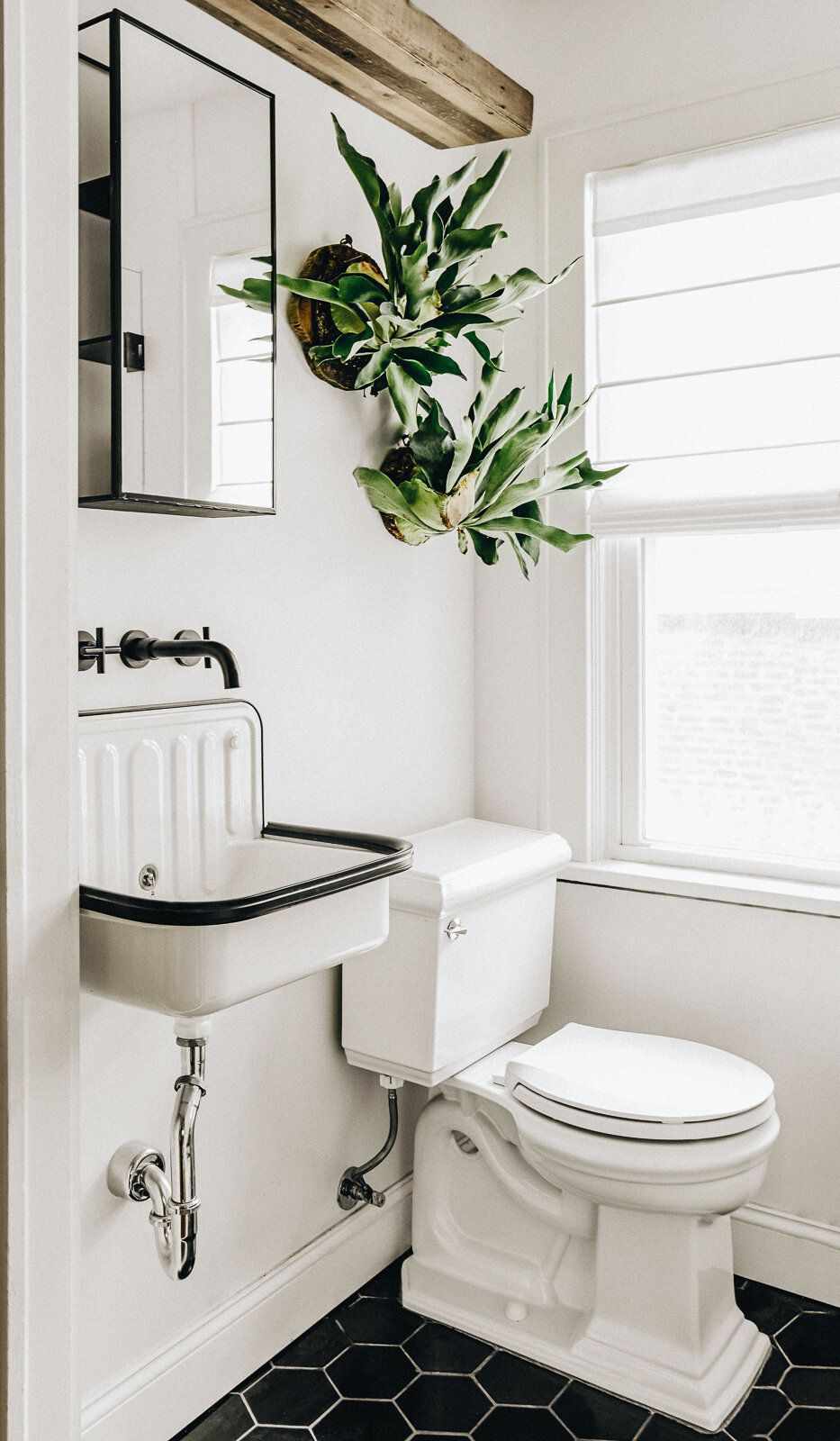 Country Cottage Bathroom with Black and White Accents
