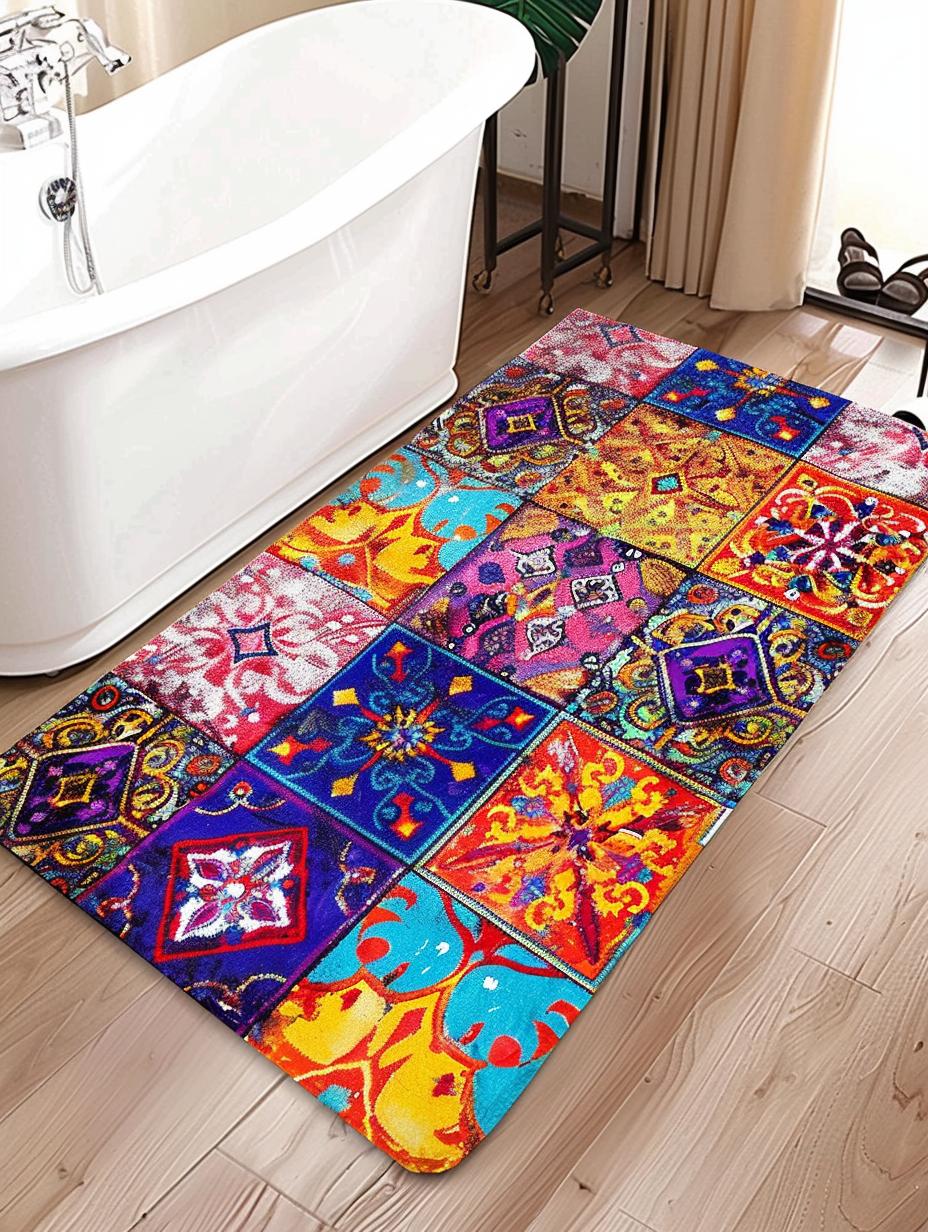 Colorful Boho Bathroom Rug