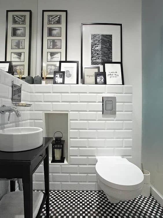 Bathroom with Low Wall Supporting Frames