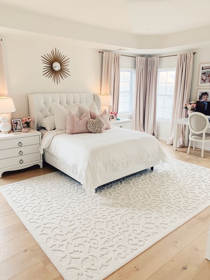 Soft Pink Bedroom with Floral Accents