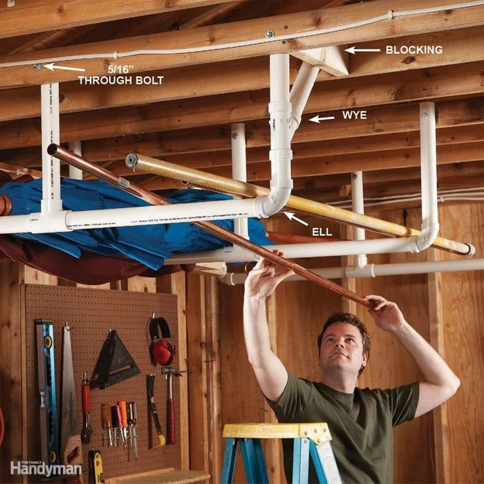 Easy Overhead Garage Storage with Clear Bins