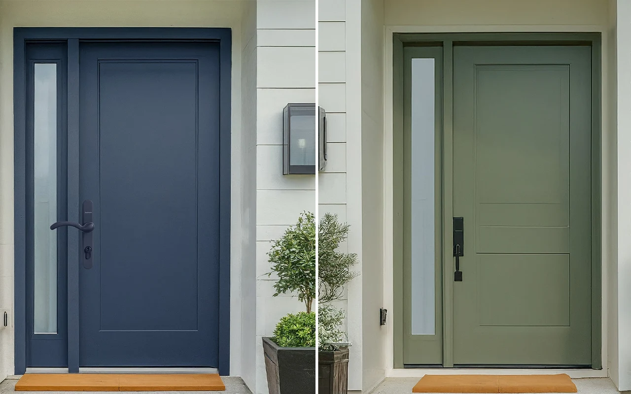 Classic Navy Front Door with White Trim