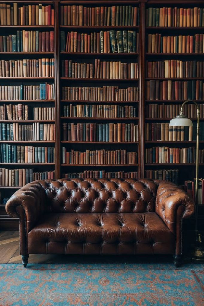 Airy Attic Library with Bold Geometric Patterns