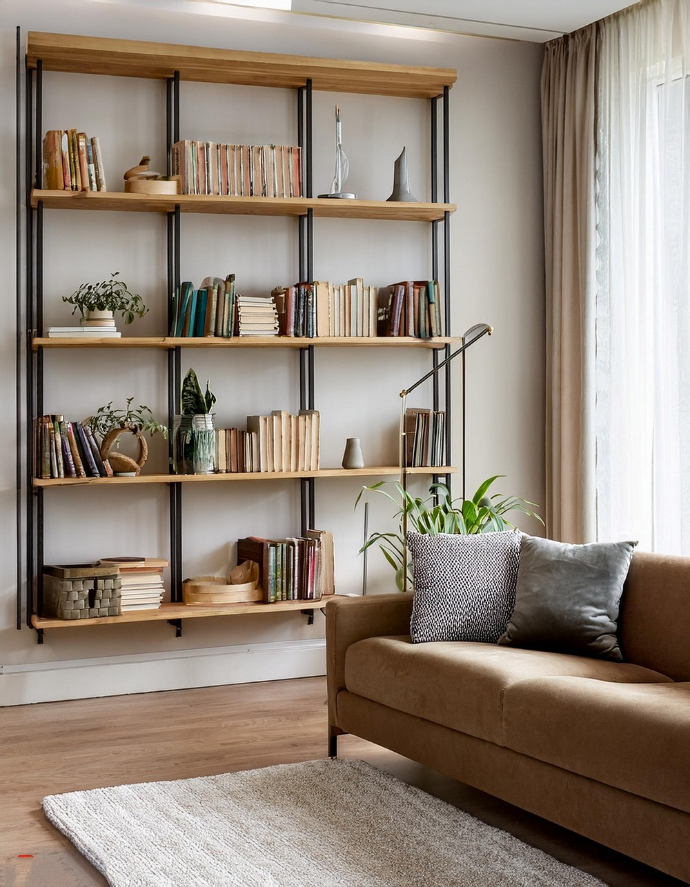 Timeless Charm – Integrated Bookcases on an Accent Wall