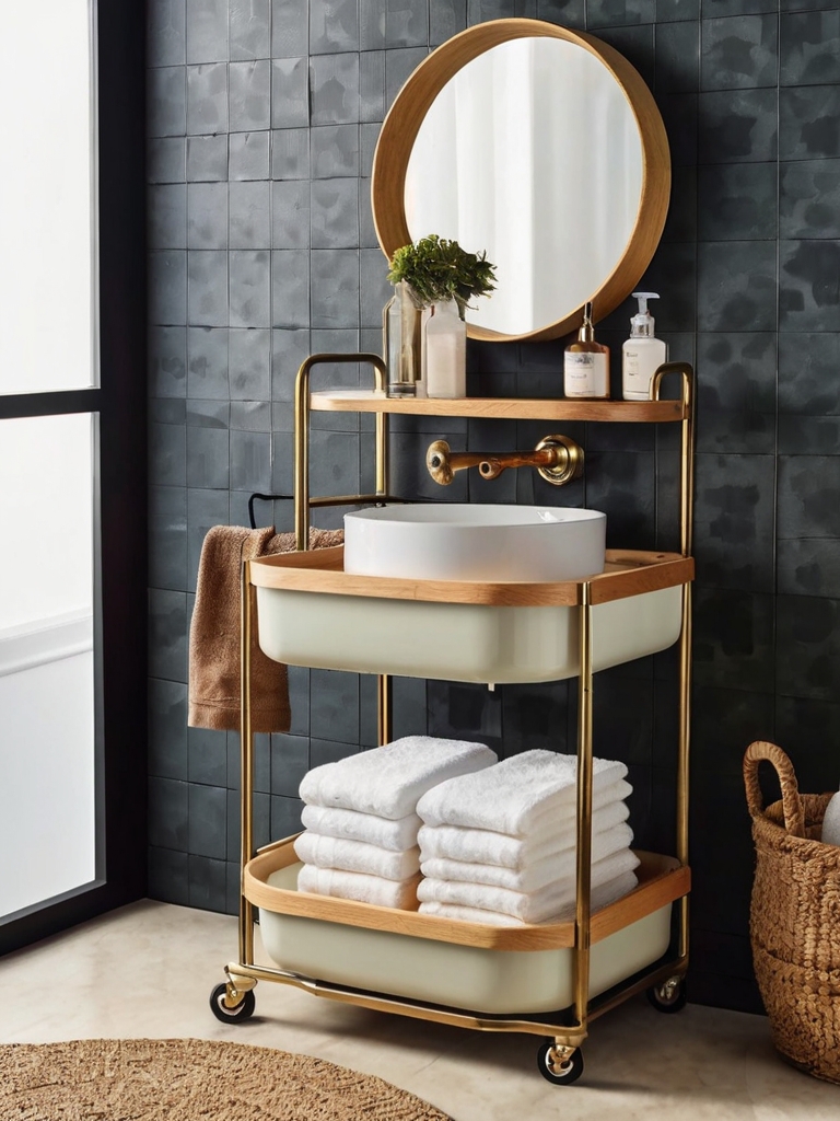 Rolling Cart for Flexible Bathroom Storage Ideas