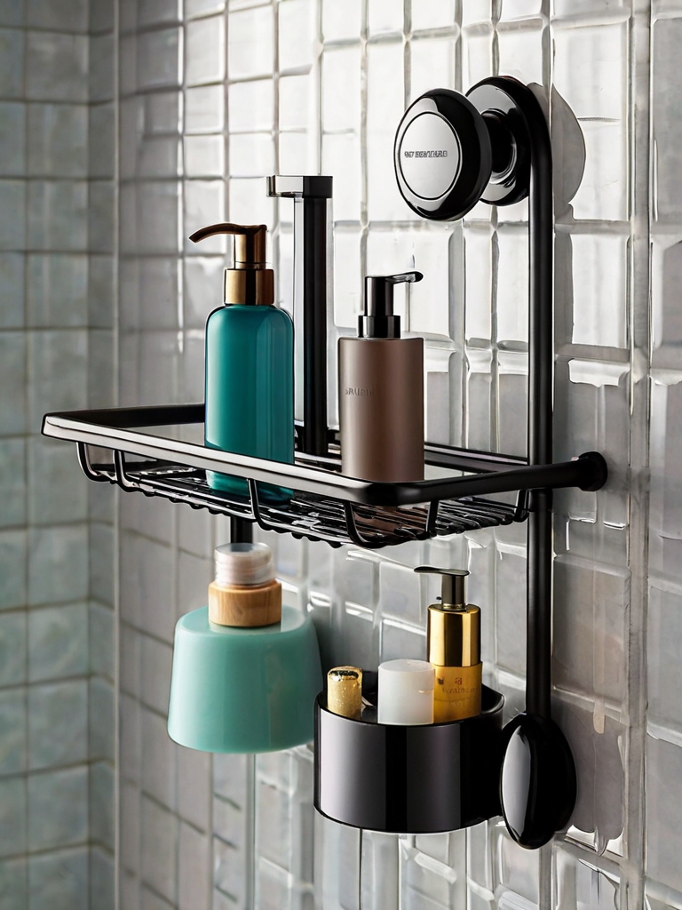 Suction Cup Shelving for Shower Storage in Bathroom Closet Organization Ideas
