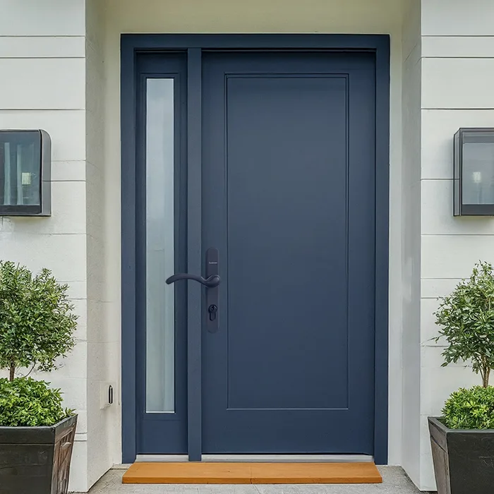 Navy Blue Front Door with Craftsman-Style Details