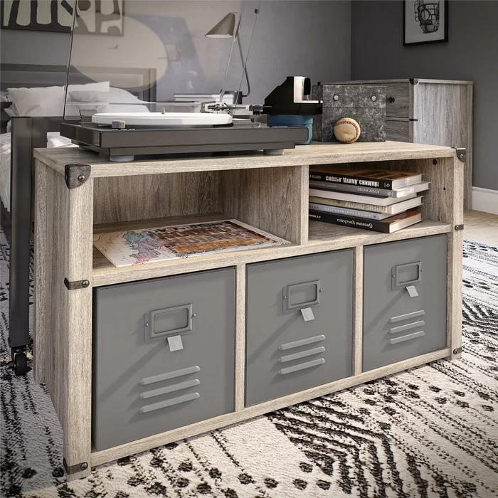 Gray Storage Bench for Seating and Organization