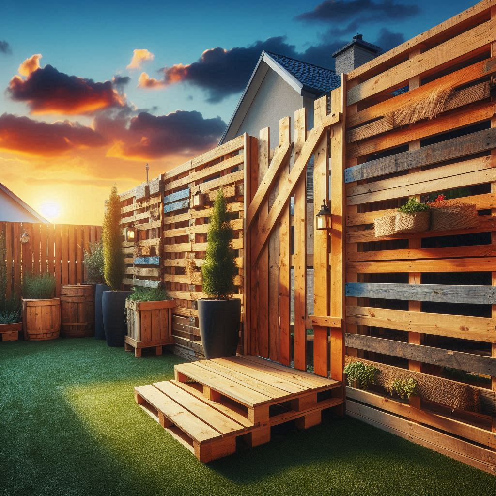 Rustic Wood and Planter Fence