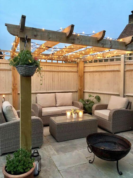 Serene Farmhouse Patio with Neutral Accents