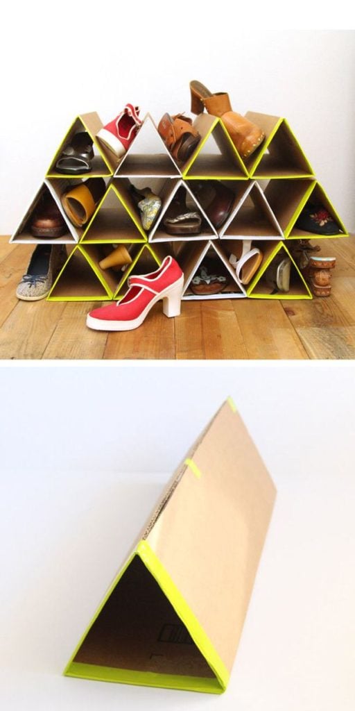 Repurposed Ladder Shoe Rack